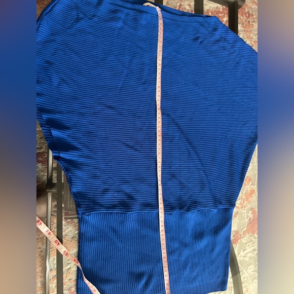 Reiss Meryl Drape Sleeve Top, Cobalt Blue - Picture 7 of 8